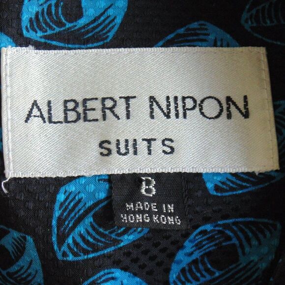 Vintage ALBERT NIPON Silk Blouse/Tunic, 8, Black/Blue, Geometric swirl - Picture 10 of 13